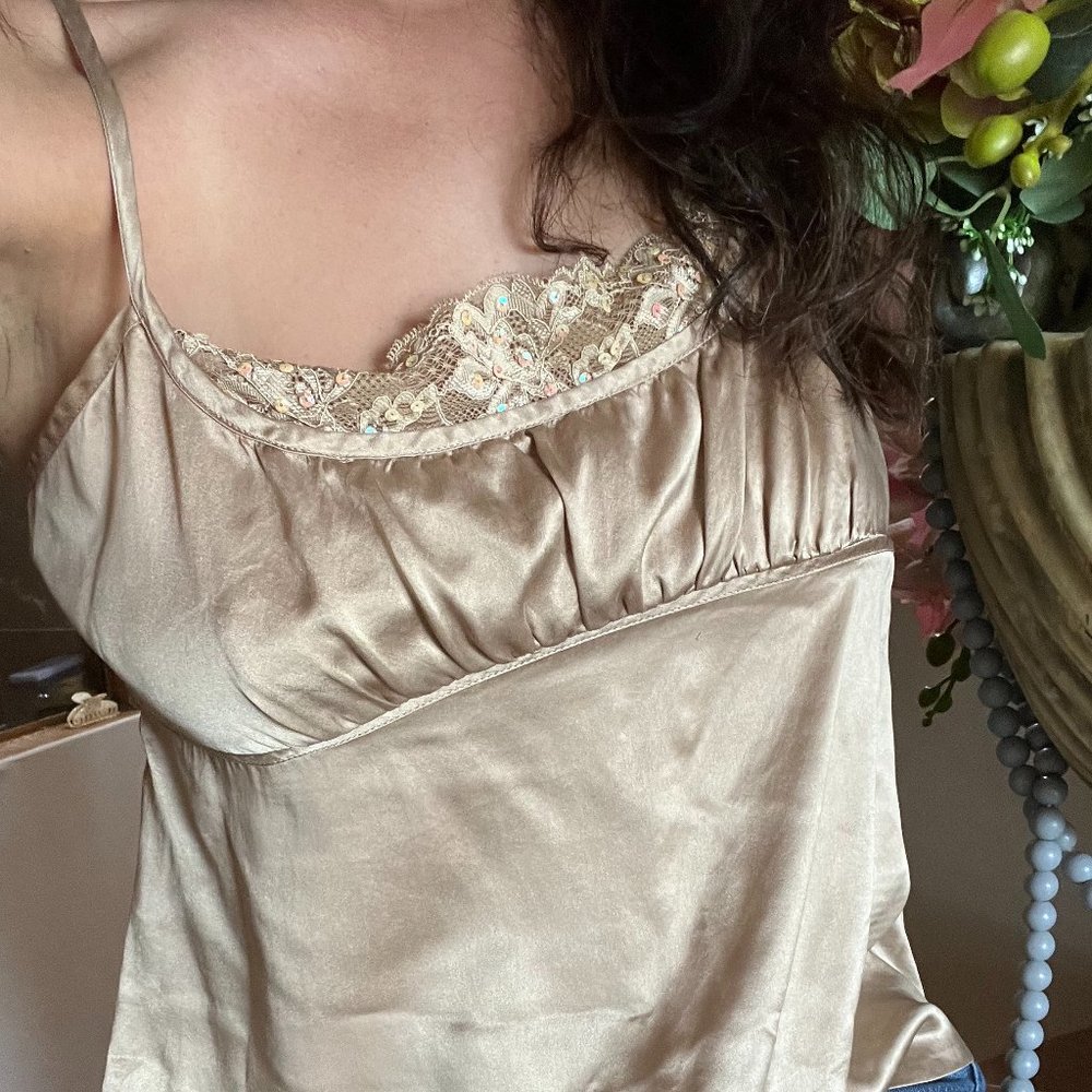 Vintage Tommy Hilfiger '90s Lace Camisole in Beige